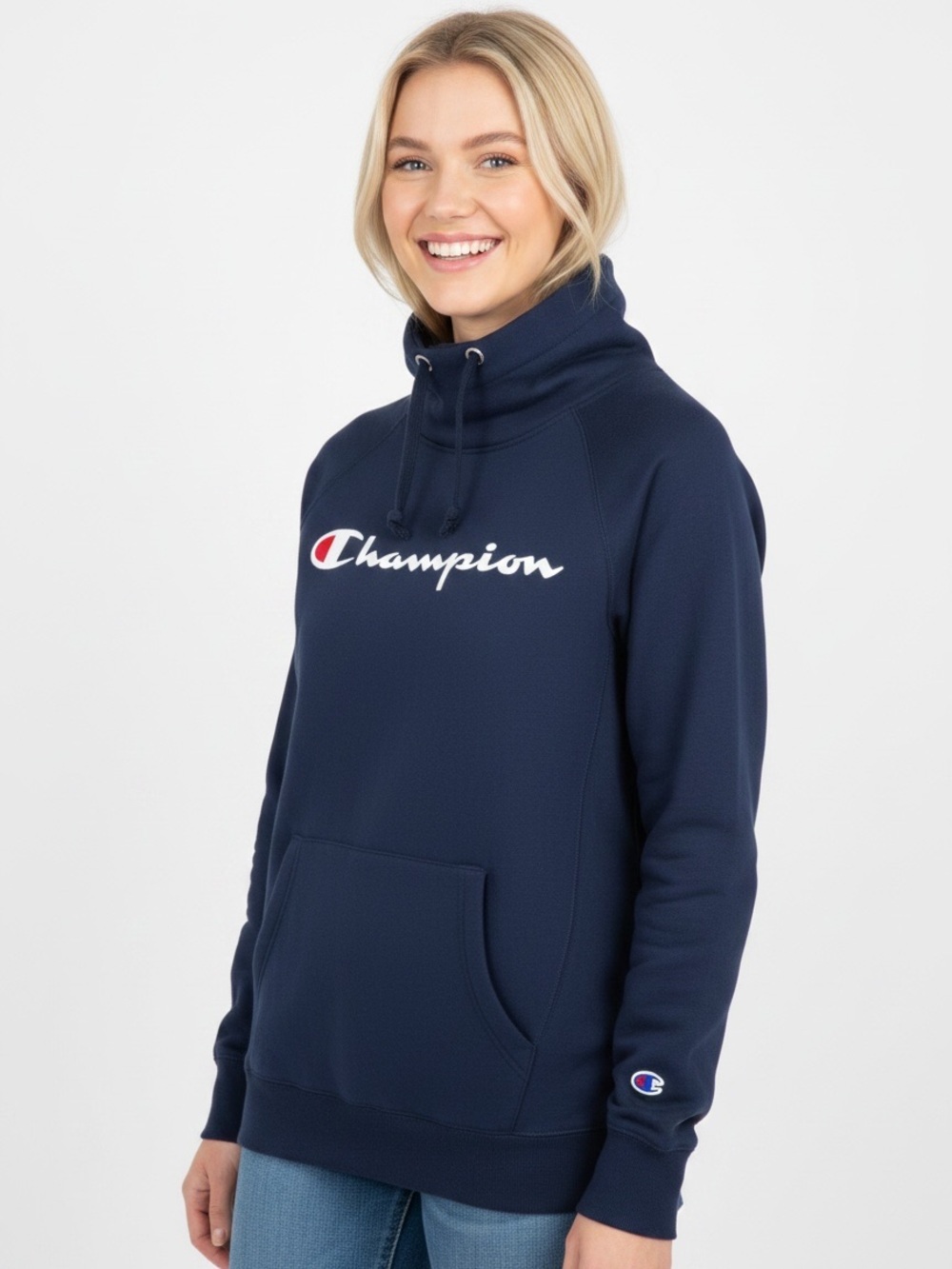 Champion Blue Hoodie Sweatshirt Large